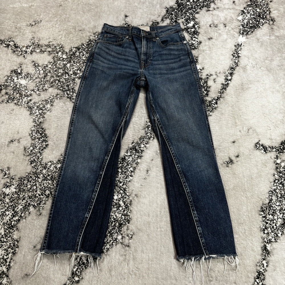 Everlane The Cheeky Bootcut Jeans Women's Sz 25 Crop Raw Hem Medium Wash